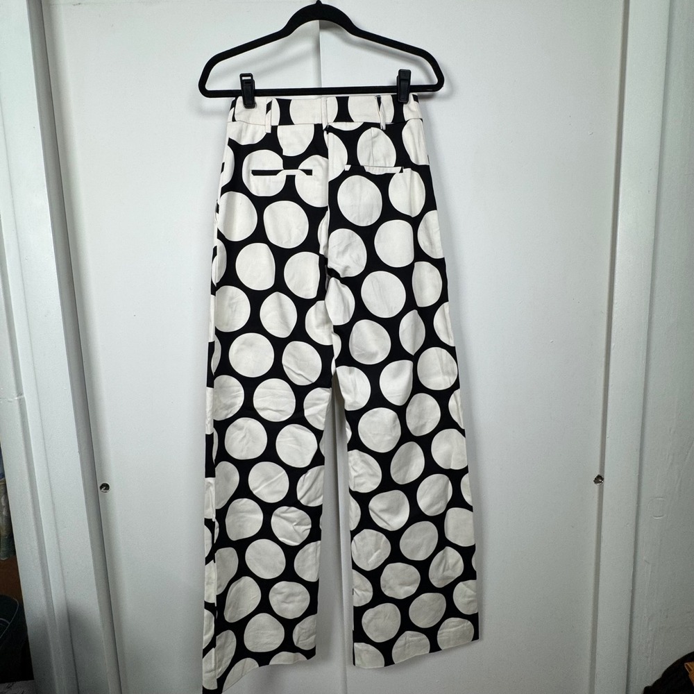Zara Studio Womens White Black Polka Dot Wide Leg High Rise Pants Size M - Picture 2 of 7